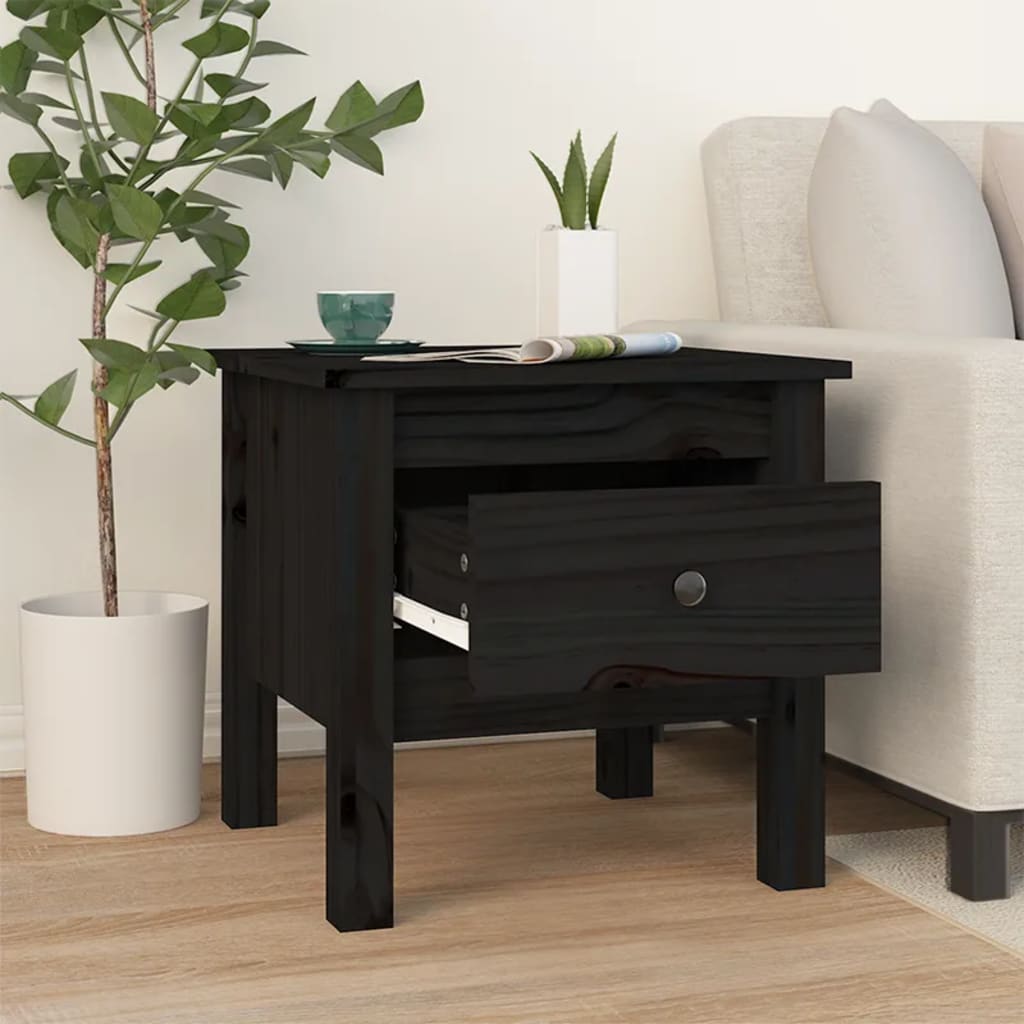 Table d'appoint Noir 40x40x39 cm Bois massif de pin - XIOS