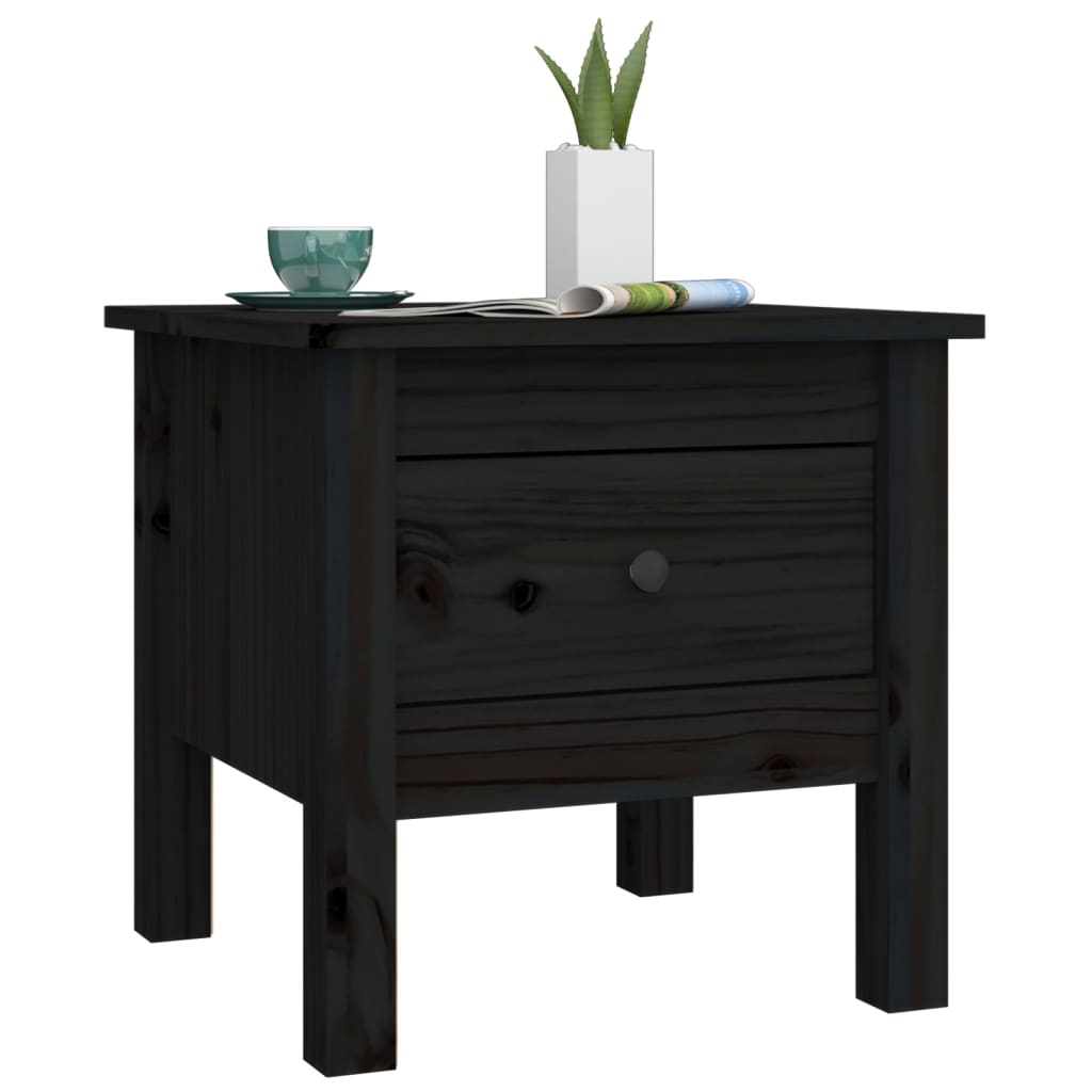 Table d'appoint Noir 40x40x39 cm Bois massif de pin - XIOS