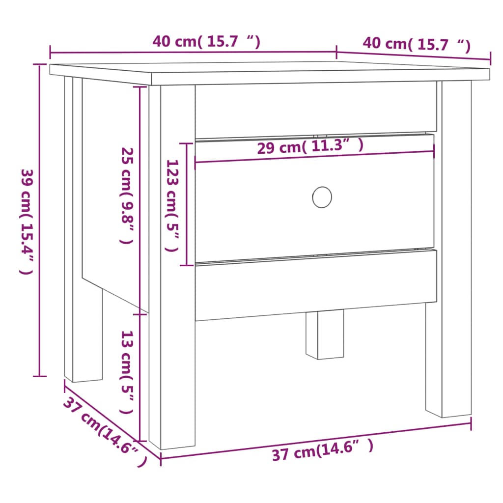 Table d'appoint Noir 40x40x39 cm Bois massif de pin - XIOS