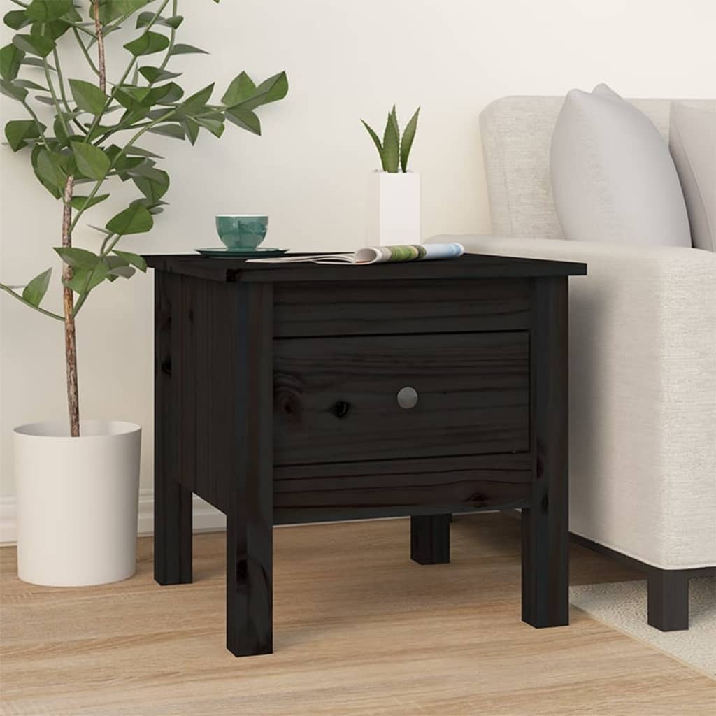Tables d'appoint 2 pcs Noir 40x40x39 cm Bois massif de pin - XIOS