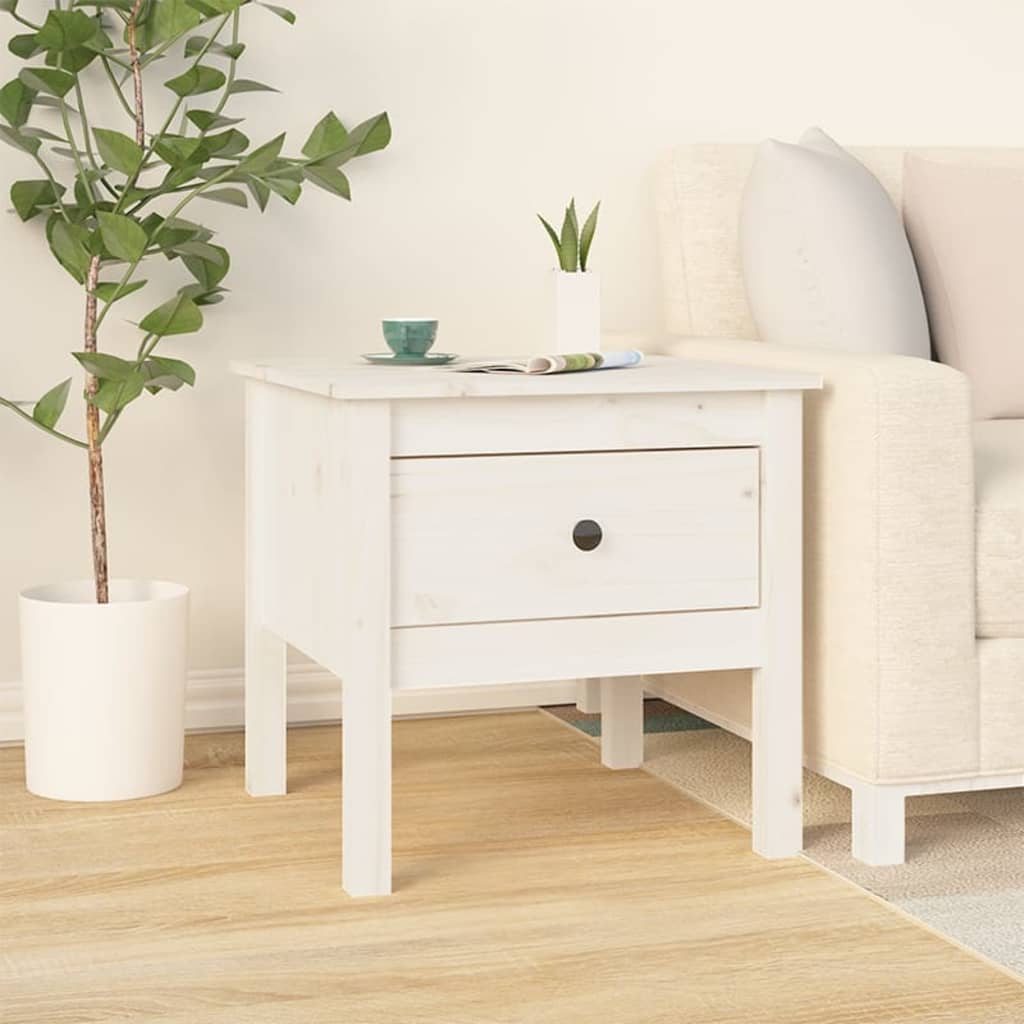 Table d'appoint Blanc 50x50x49 cm Bois massif de pin - XIOS