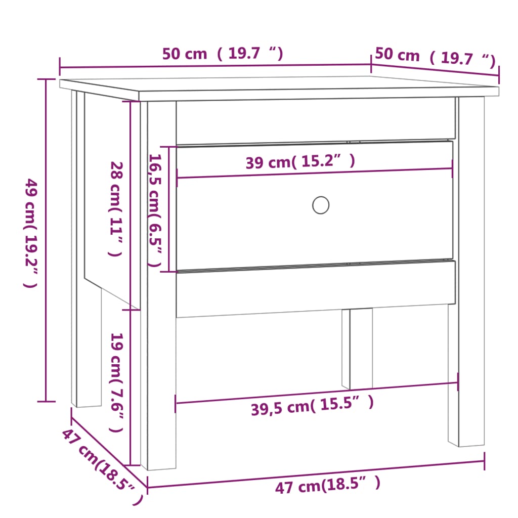 Table d'appoint Gris 50x50x49 cm Bois massif de pin - XIOS