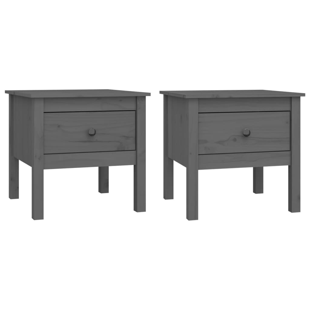 Tables d'appoint 2 pcs Gris 50x50x49 cm Bois massif de pin - XIOS