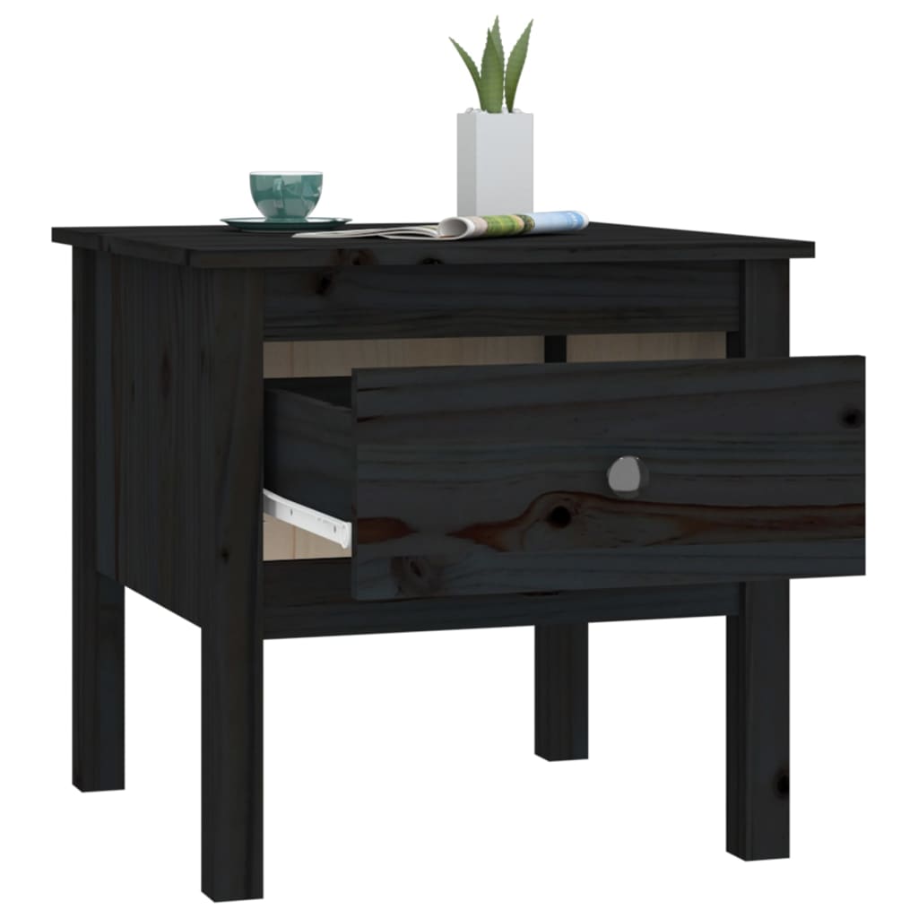 Table d'appoint Noir 50x50x49 cm Bois massif de pin - XIOS