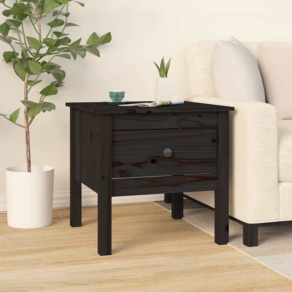 Table d'appoint Noir 50x50x49 cm Bois massif de pin - XIOS