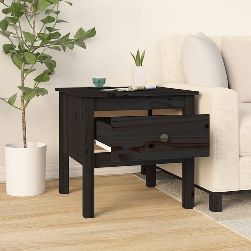 Tables d'appoint 2 pcs Noir 50x50x49 cm Bois massif de pin - XIOS