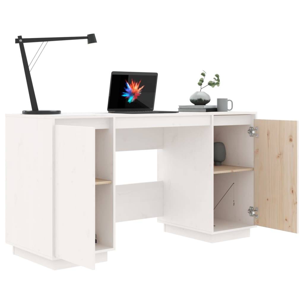 Bureau blanc 140x50x75 cm bois massif de pin Bureaux vidaXL   