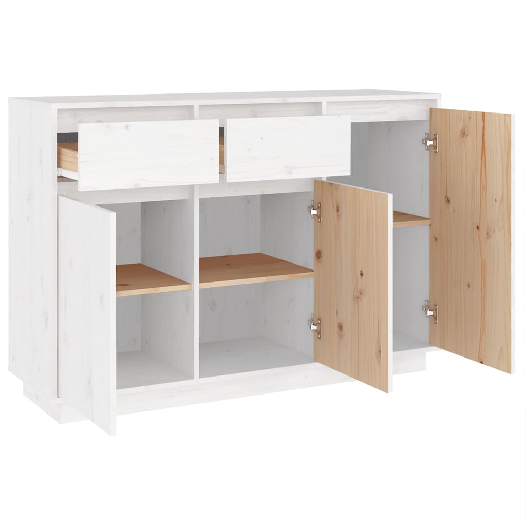 Buffet blanc 110x34x75 cm bois massif de pin - XIOS