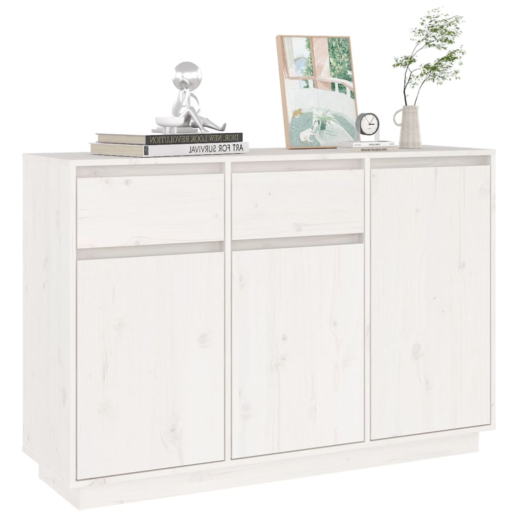 Buffet blanc 110x34x75 cm bois massif de pin - XIOS