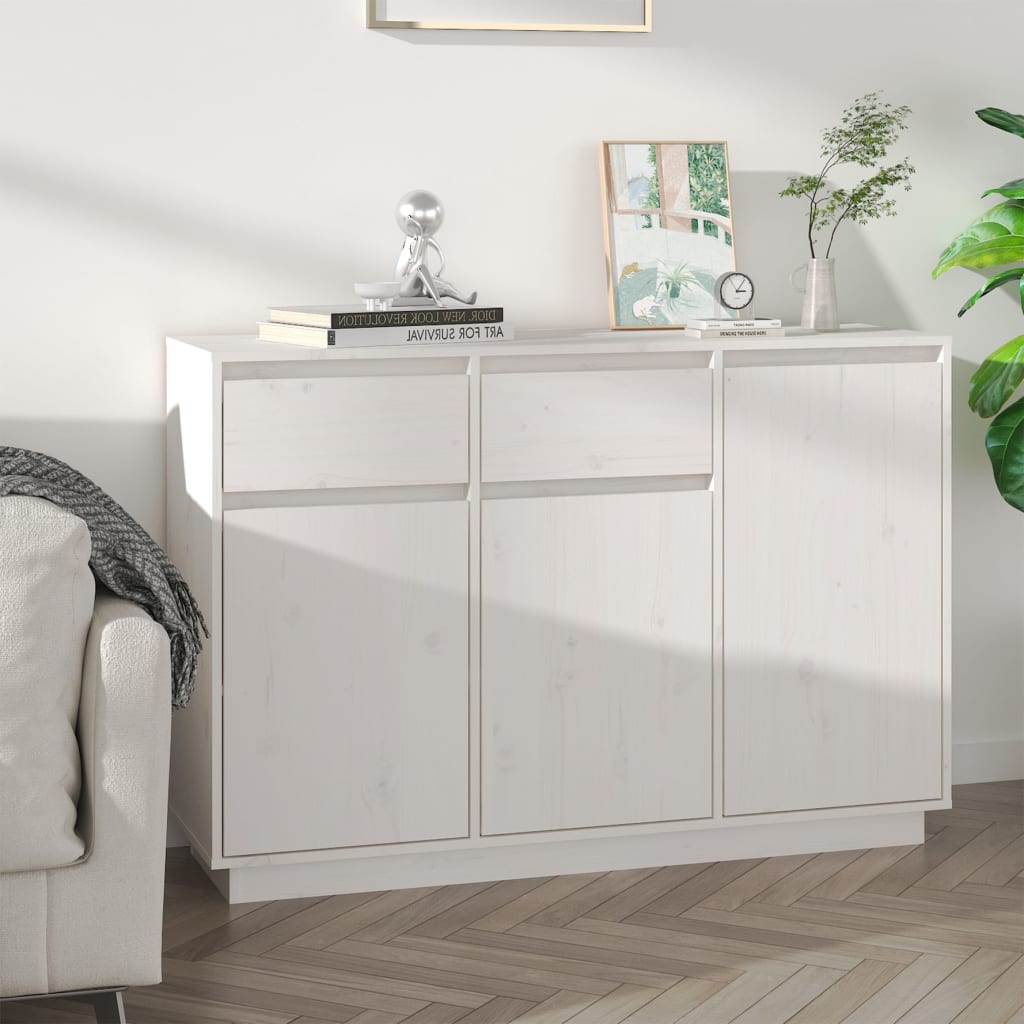 Buffet blanc 110x34x75 cm bois massif de pin - XIOS