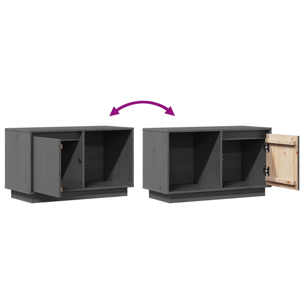 Meuble TV Gris 74x35x44 cm Bois de pin massif - XIOS