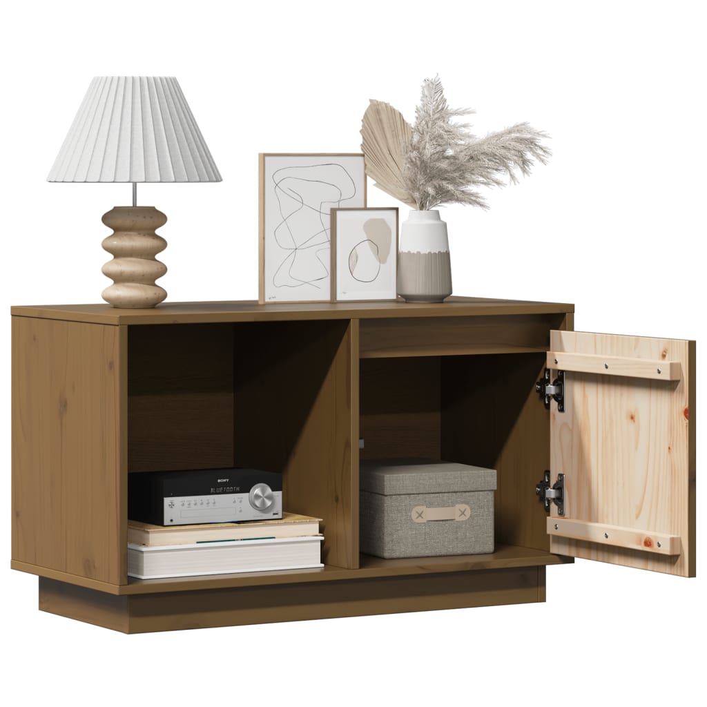 Meuble TV Marron miel 74x35x44 cm Bois de pin massif - XIOS