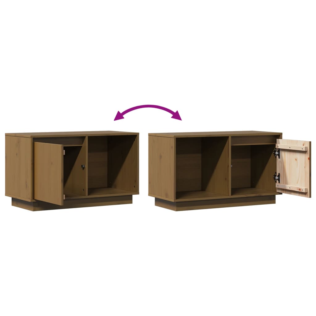 Meuble TV Marron miel 74x35x44 cm Bois de pin massif - XIOS
