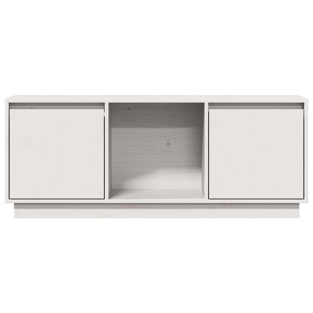Meuble TV Blanc 110,5x35x44 cm Bois de pin massif - XIOS