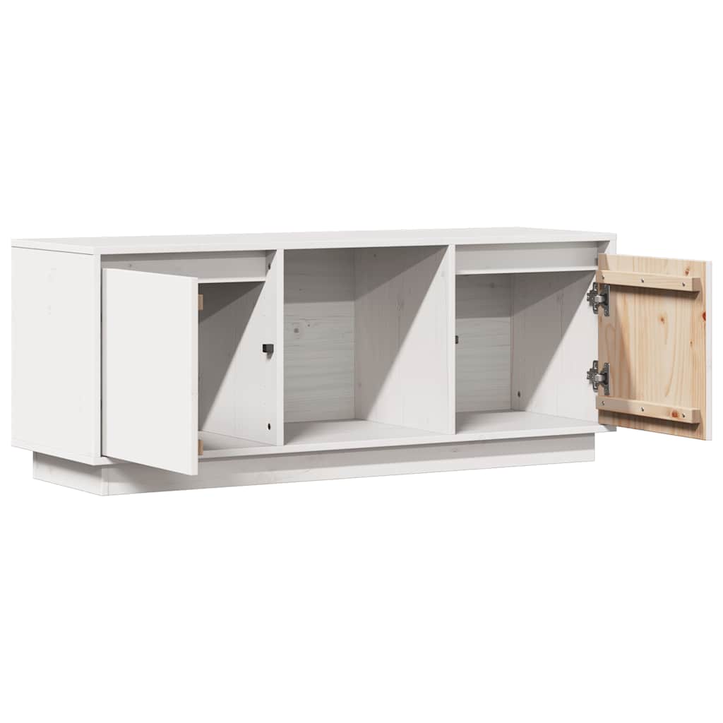 Meuble TV Blanc 110,5x35x44 cm Bois de pin massif - XIOS
