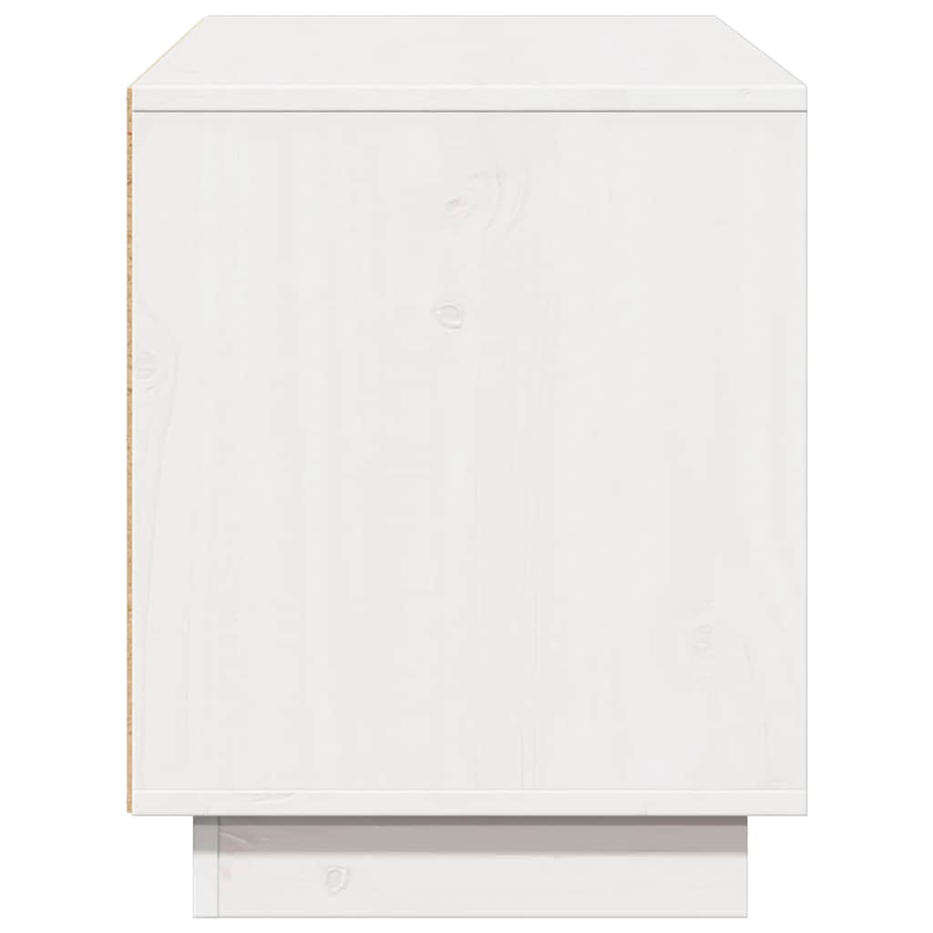 Meuble TV Blanc 110,5x35x44 cm Bois de pin massif - XIOS