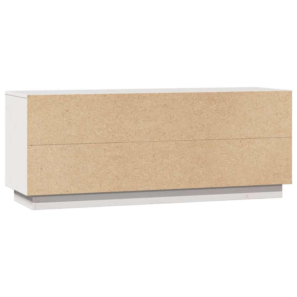 Meuble TV Blanc 110,5x35x44 cm Bois de pin massif - XIOS