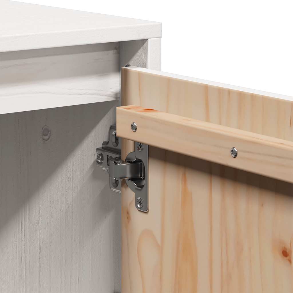 Meuble TV Blanc 110,5x35x44 cm Bois de pin massif - XIOS