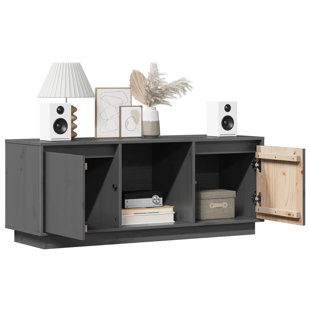 Meuble TV Gris 110,5x35x44 cm Bois de pin massif - XIOS