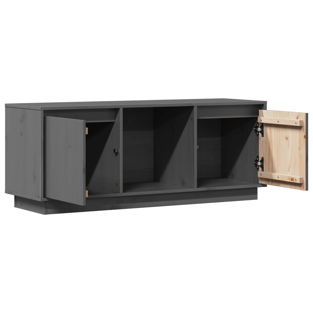 Meuble TV Gris 110,5x35x44 cm Bois de pin massif - XIOS