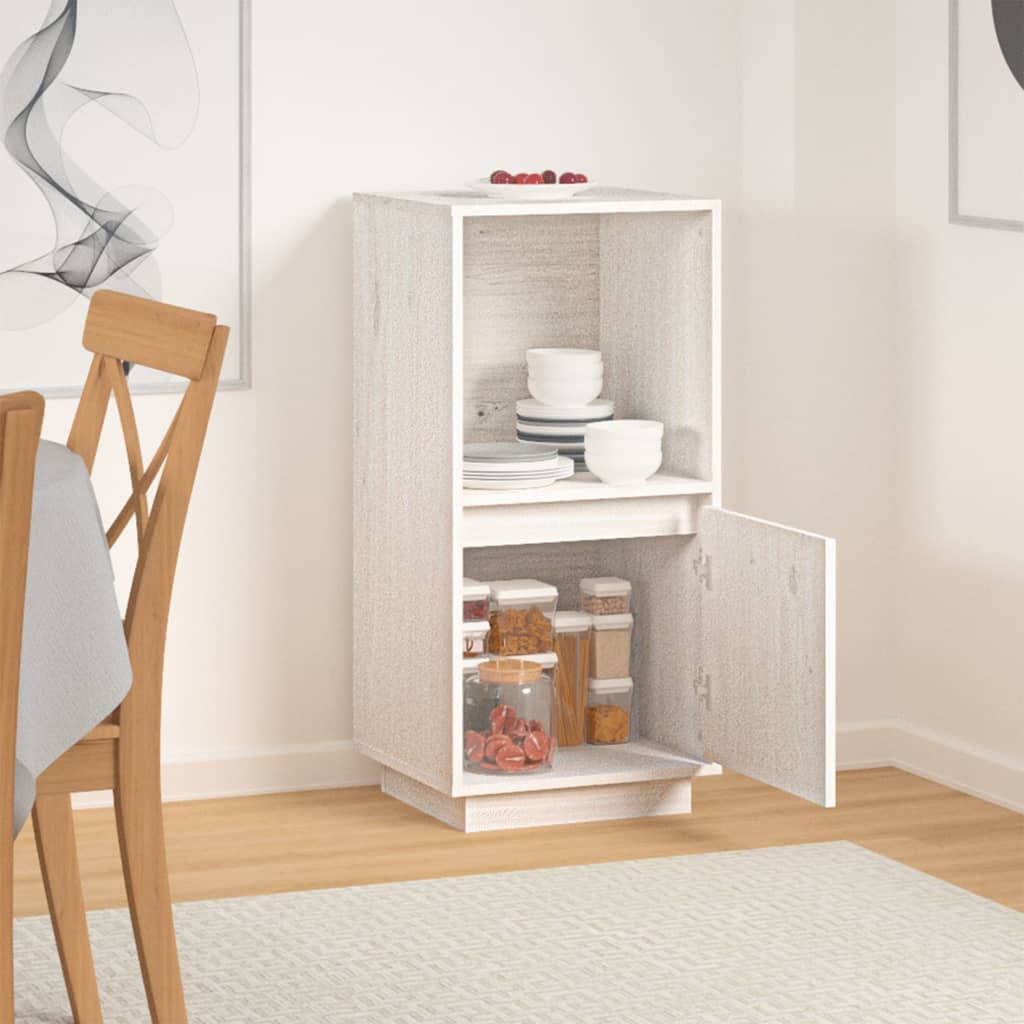 Buffet blanc 38x35x80 cm bois massif de pin - XIOS