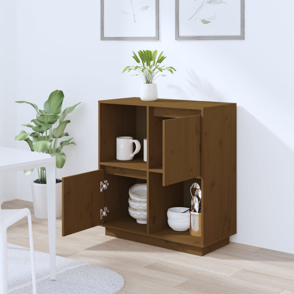 Buffet marron miel 74x35x80 cm bois massif de pin - XIOS