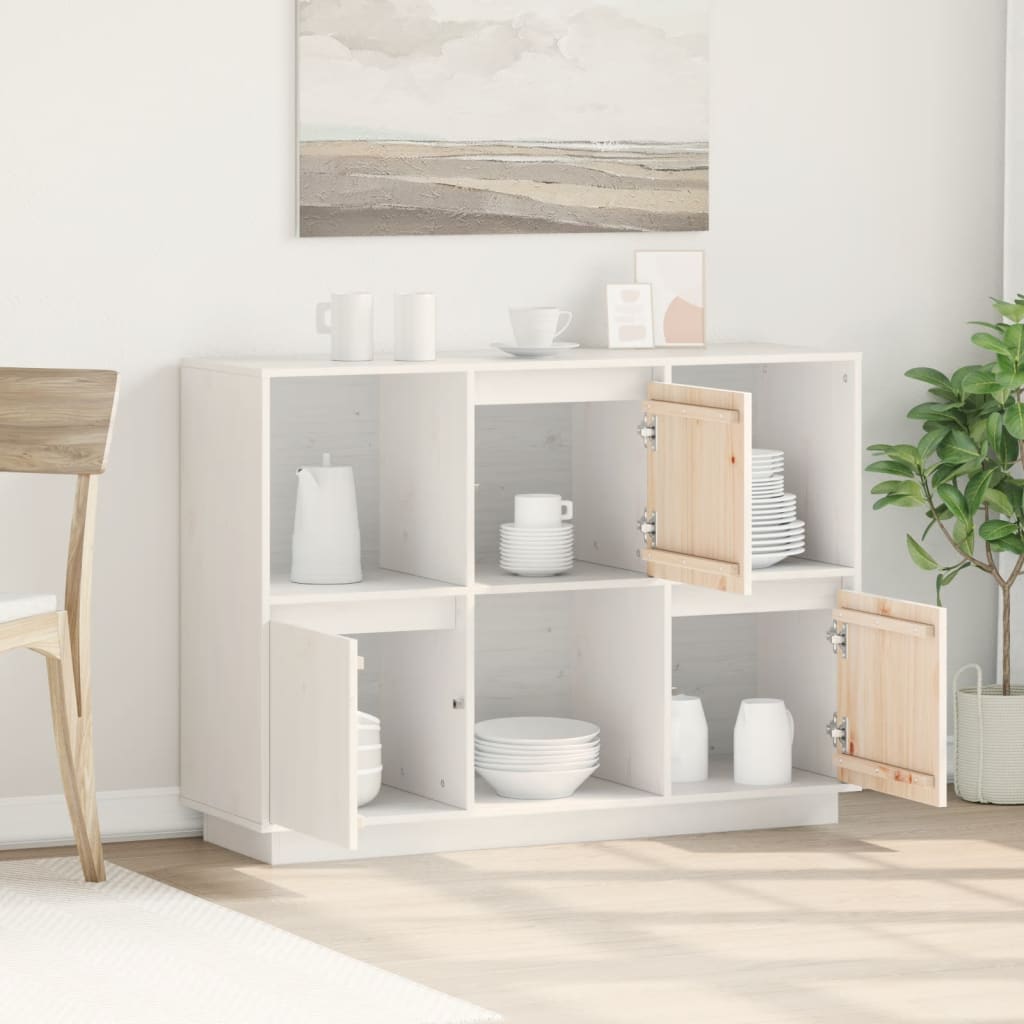 Buffet Blanc 110,5x35x80 cm Bois massif de pin - XIOS
