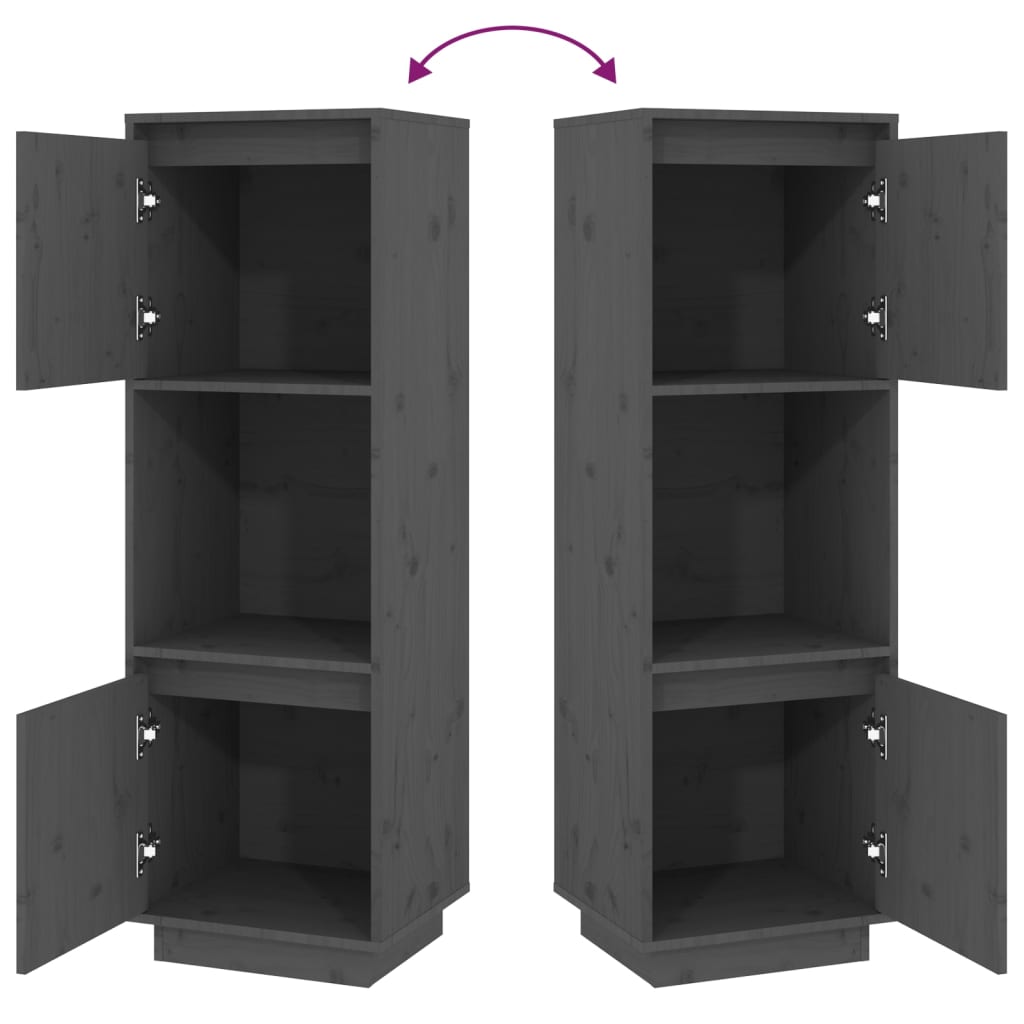 Buffet haut Gris 38x35x117 cm Bois massif de pin - XIOS