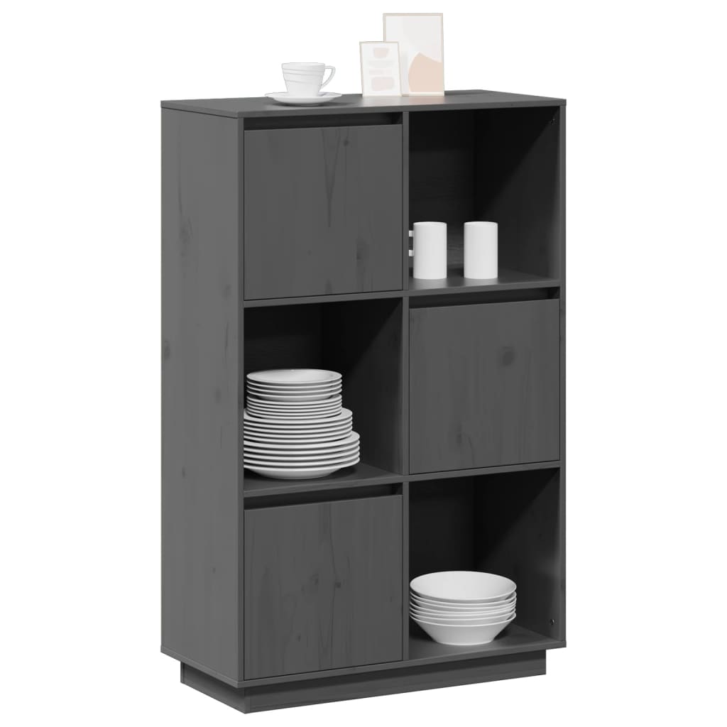 Buffet haut Gris 74x35x117 cm Bois massif de pin - XIOS