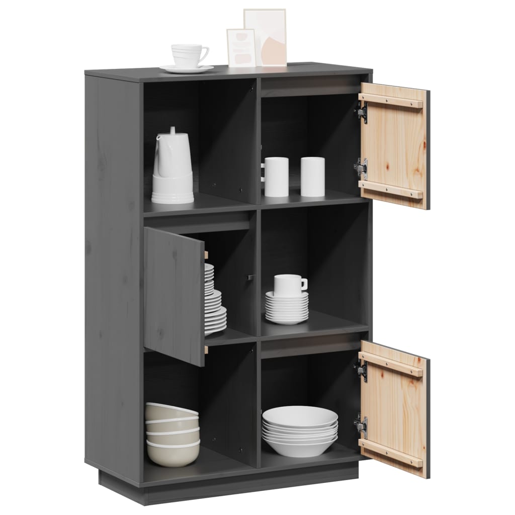 Buffet haut Gris 74x35x117 cm Bois massif de pin - XIOS