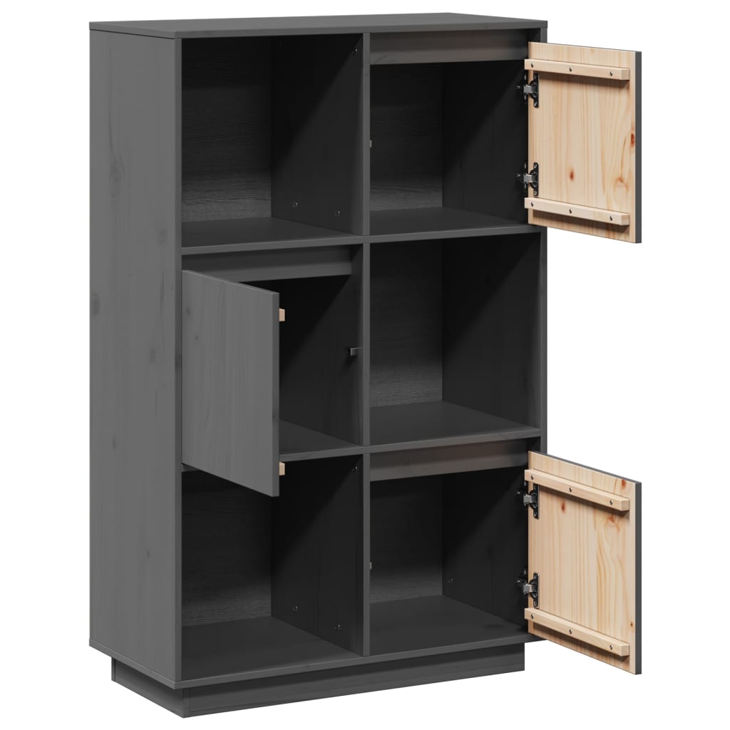 Buffet haut Gris 74x35x117 cm Bois massif de pin - XIOS