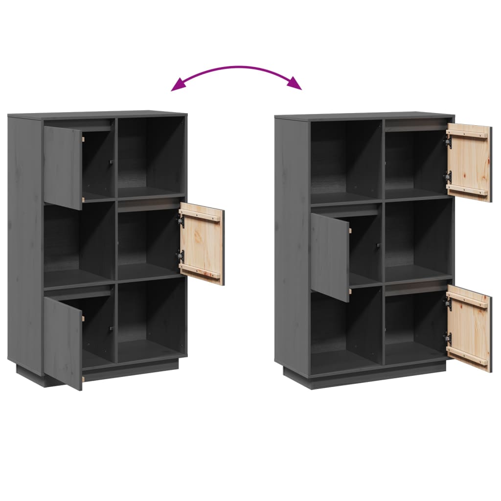 Buffet haut Gris 74x35x117 cm Bois massif de pin - XIOS