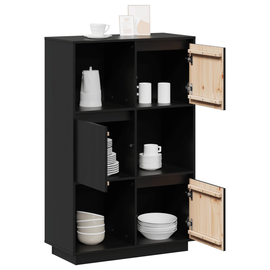 Buffet Noir 74x35x117 cm Bois massif de pin - XIOS