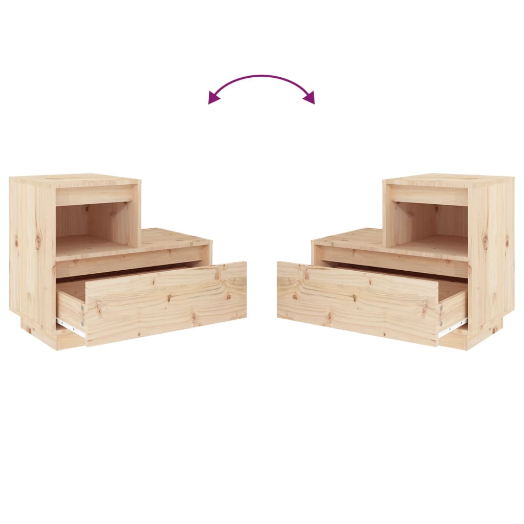 Tables de chevet 2 pcs Gris 60x34x51 cm Bois de pin solide - XIOS