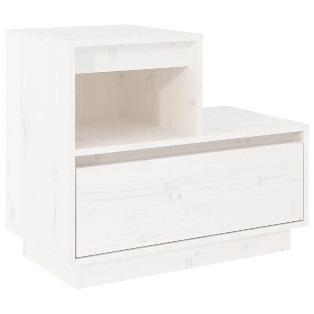 Table de chevet Blanc 60x34x51 cm Bois de pin solide - XIOS
