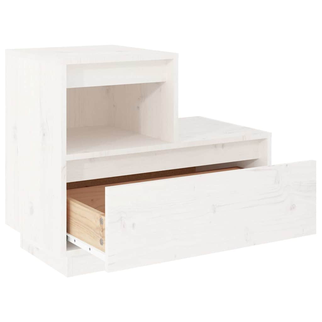 Table de chevet Blanc 60x34x51 cm Bois de pin solide - XIOS