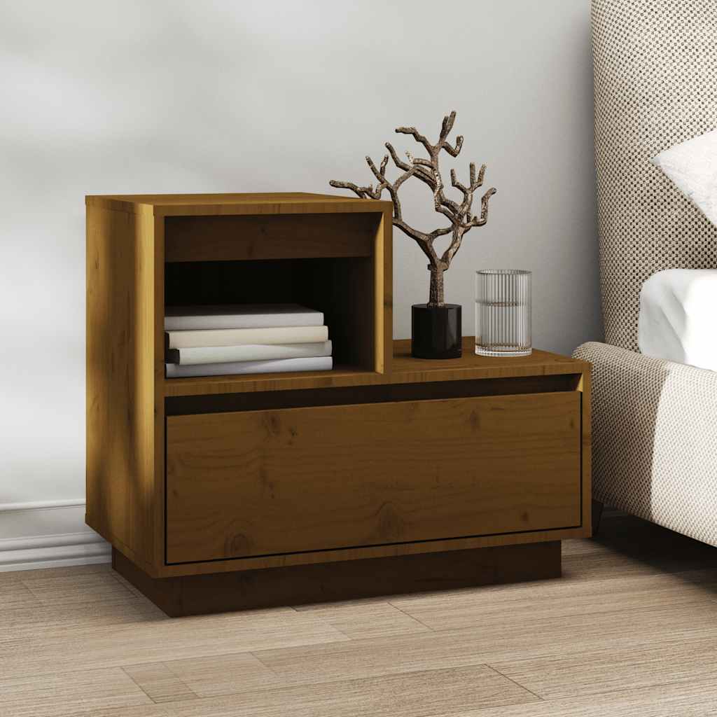 Tables de chevet 2pcs Marron miel 60x34x51cm Bois de pin massif - XIOS