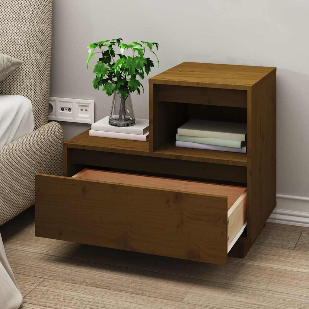 Tables de chevet 2pcs Marron miel 60x34x51cm Bois de pin massif - XIOS