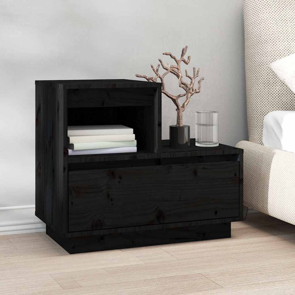 Tables de chevet 2 pcs Noir 60x34x51 cm Bois de pin solide - XIOS