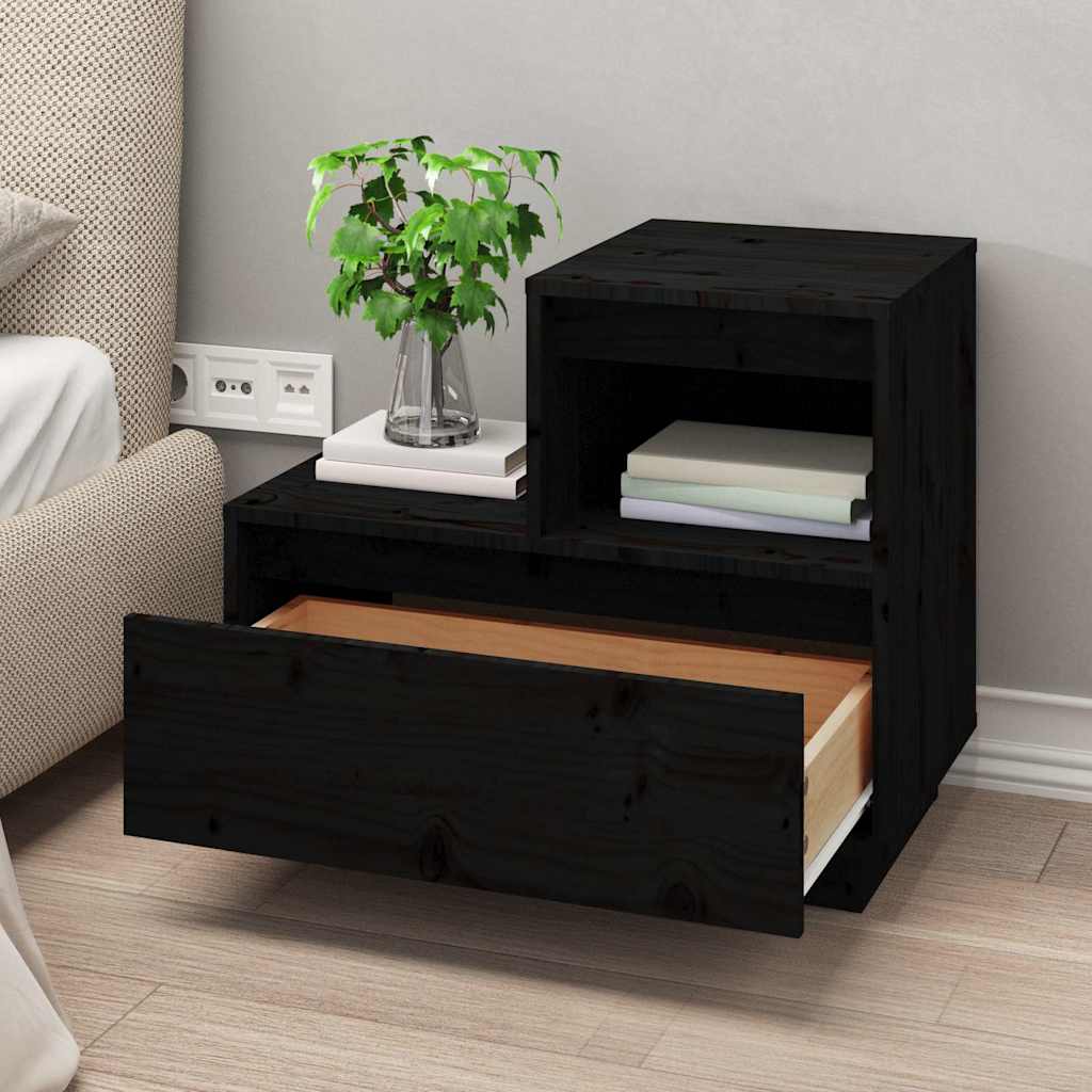 Tables de chevet 2 pcs Noir 60x34x51 cm Bois de pin solide - XIOS