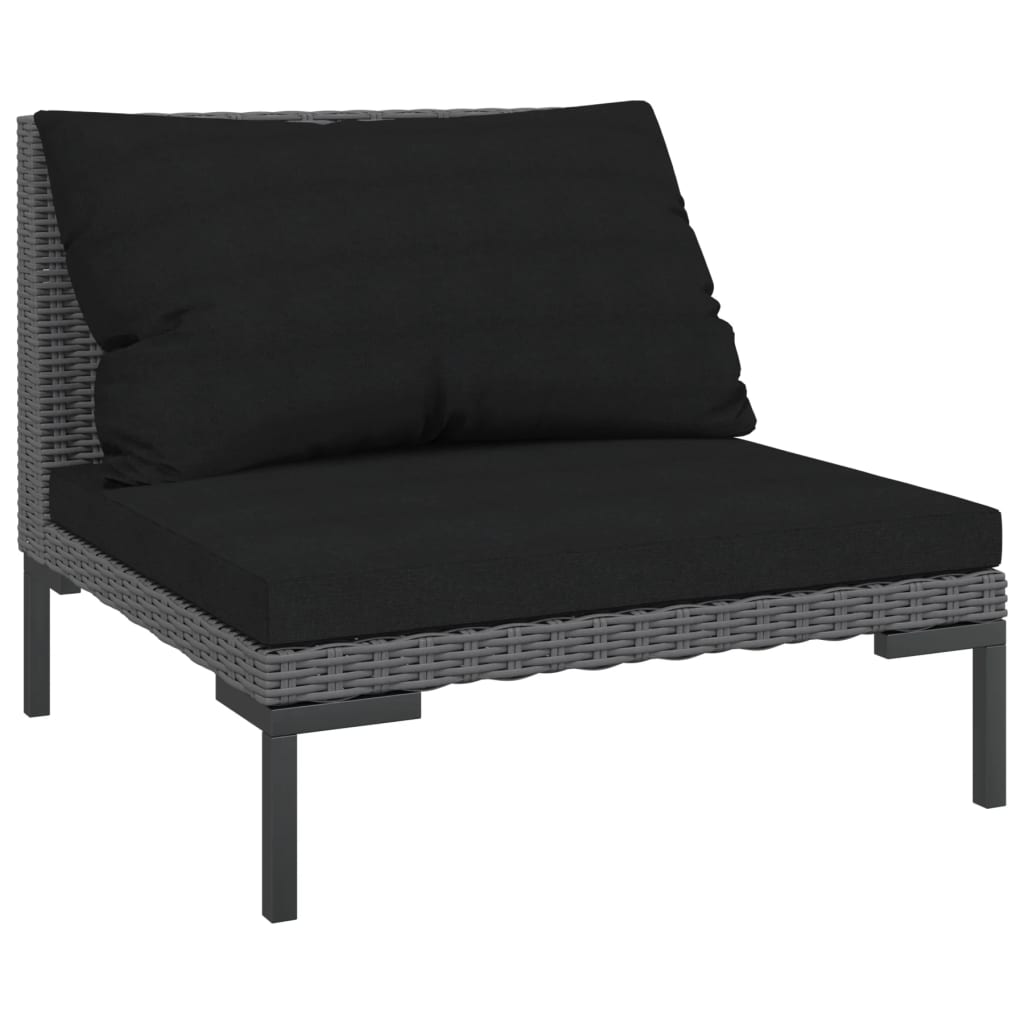 Salon de jardin 7 pcs avec coussins Résine tressée Gris foncé