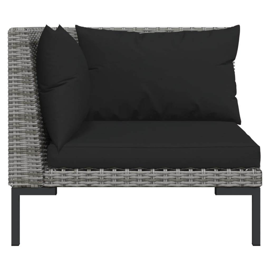 Salon de jardin 7 pcs avec coussins Résine tressée Gris foncé