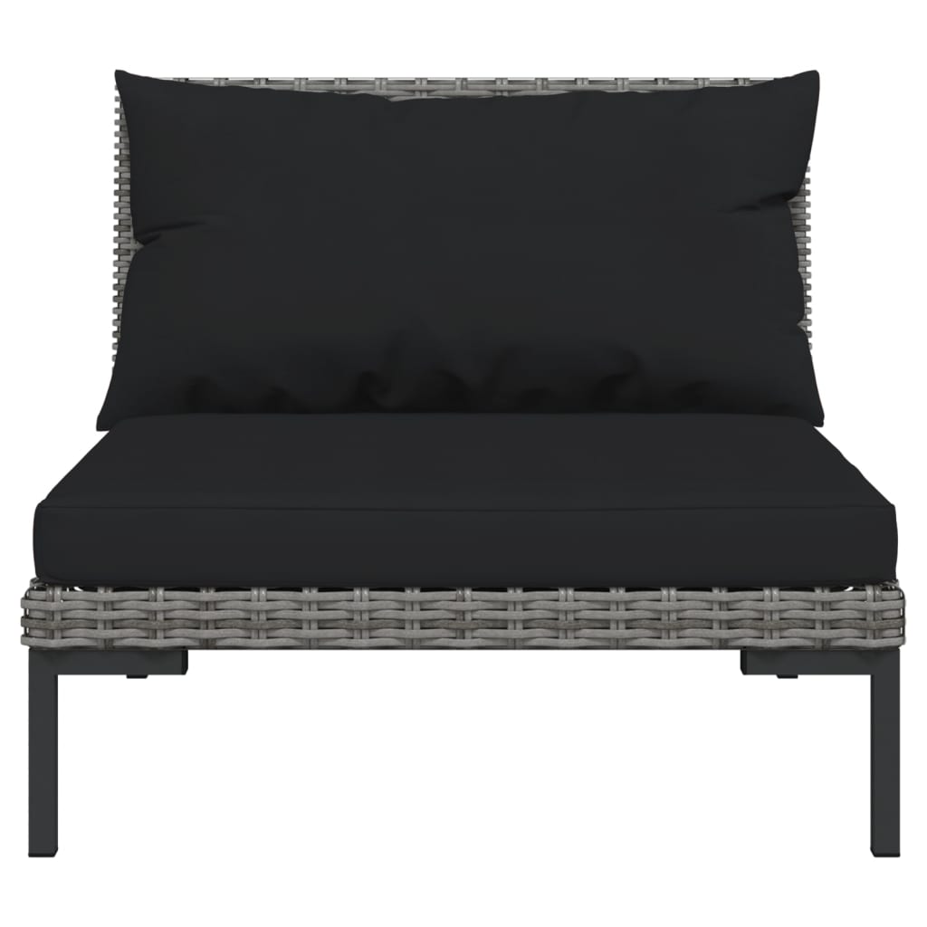 Salon de jardin 9 pcs avec coussins Résine tressée Gris foncé