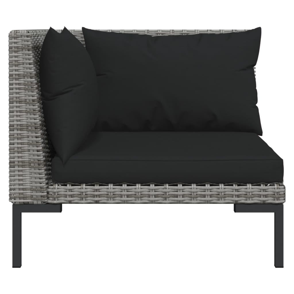 Salon de jardin 8 pcs avec coussins Résine tressée Gris foncé