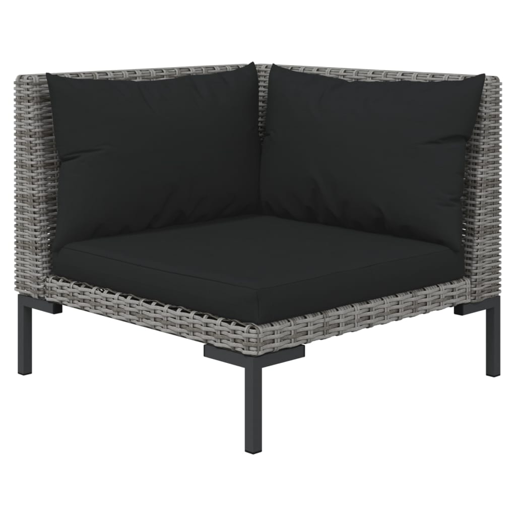 Salon de jardin 8 pcs avec coussins Résine tressée Gris foncé