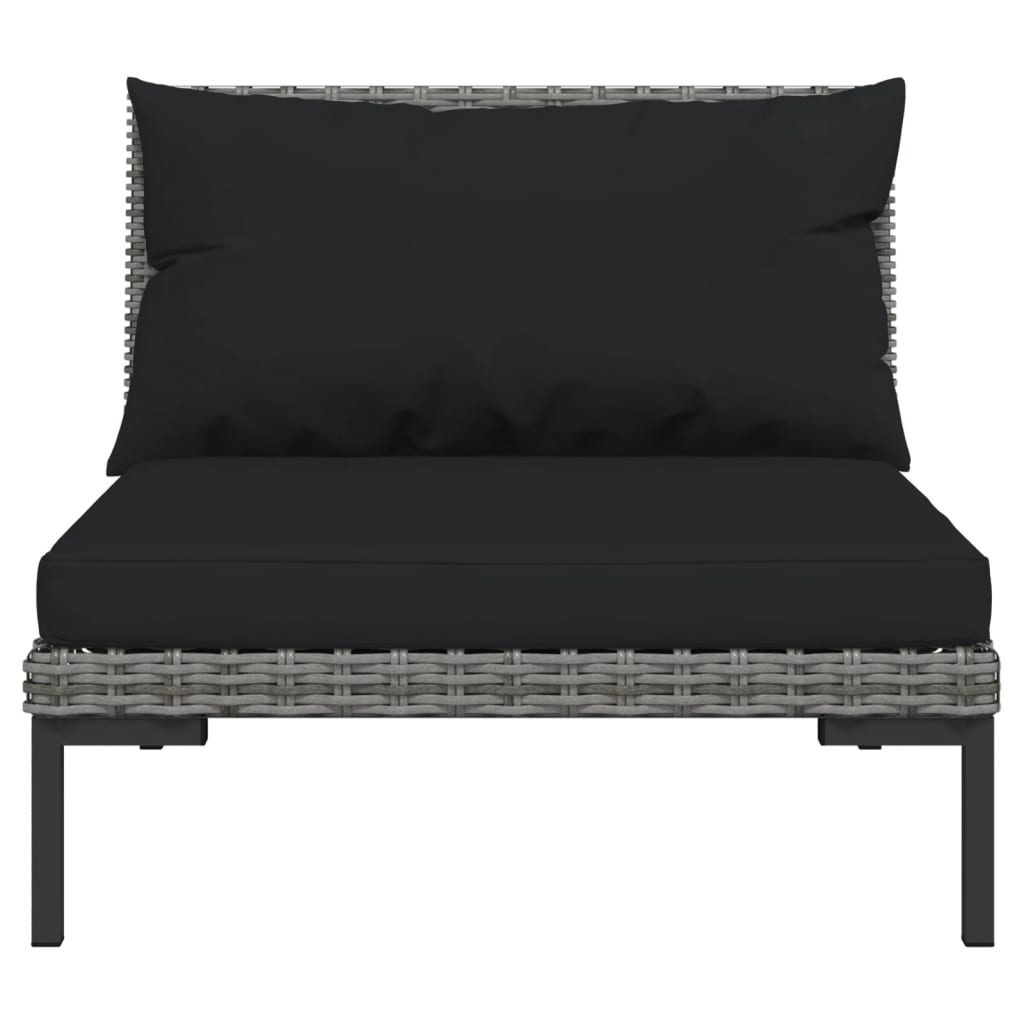 Salon de jardin 7 pcs avec coussins Résine tressée Gris foncé