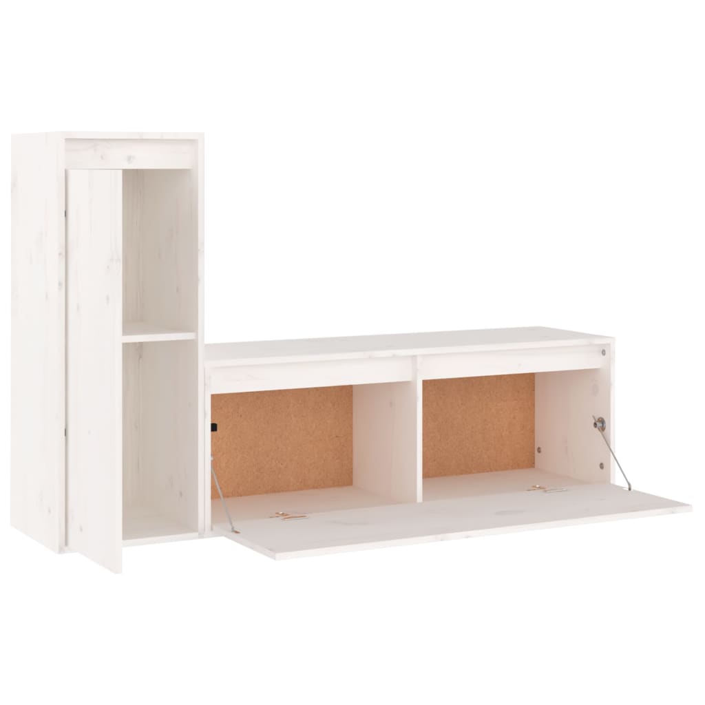 Meubles TV 2 pcs Blanc Bois massif de pin - XIOS