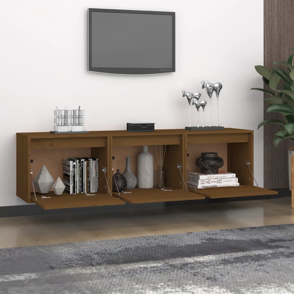 Meubles TV 3 pcs Marron miel Bois massif de pin - XIOS