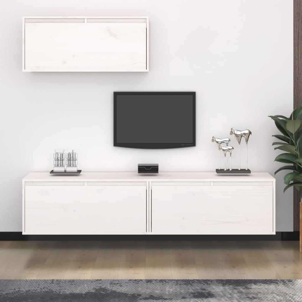 Meubles TV 3 pcs Blanc Bois massif de pin - XIOS