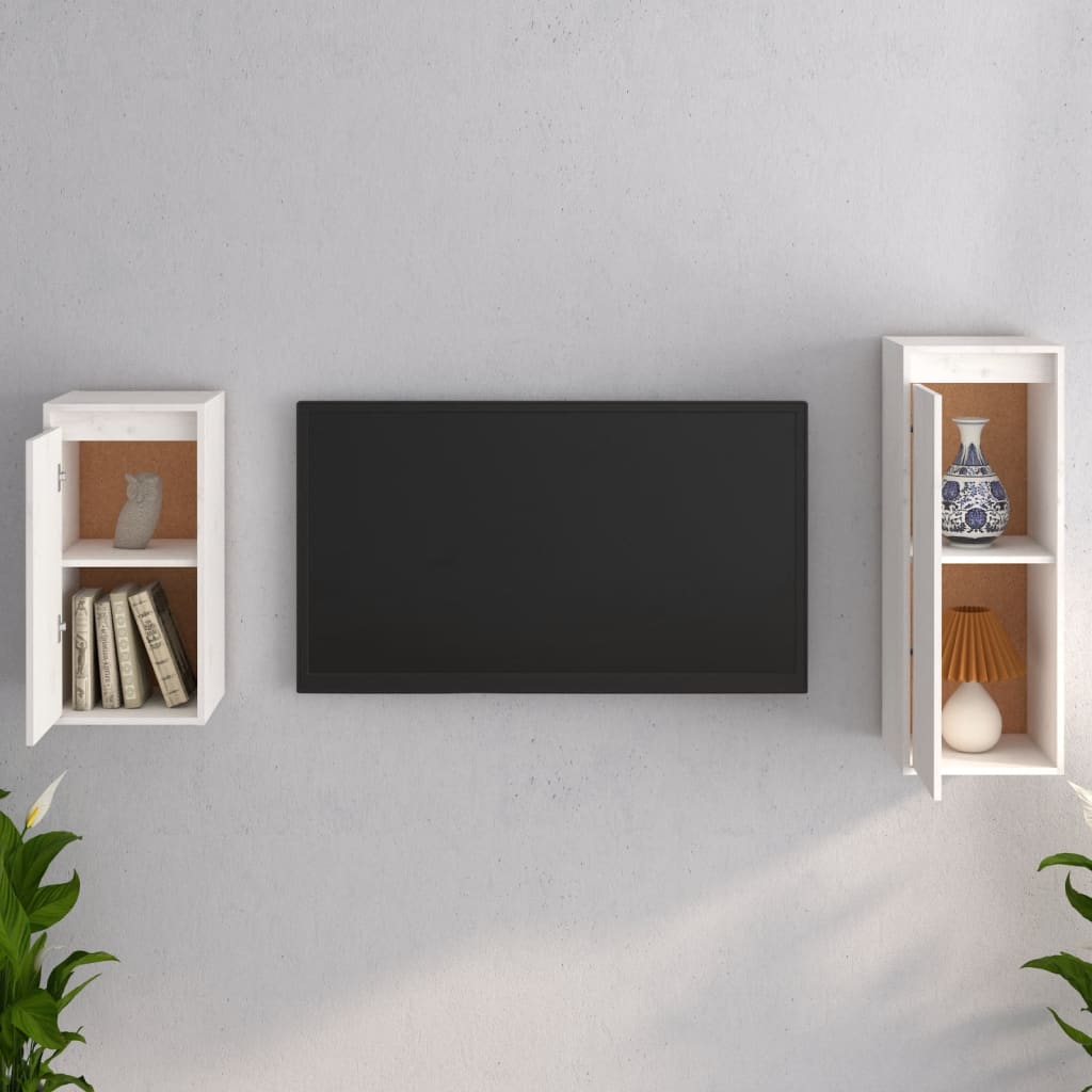 Meubles TV 2 pcs Blanc Bois massif de pin - XIOS